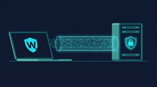 WireGuard VPN tunnel connecting a laptop to a server with encrypted data flow